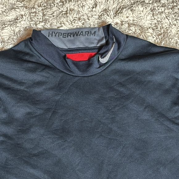 Nike Men's Pro Combat Hyperwarm Shirt, Navy Blue/Gray, Size Small - Picture 2 of 11